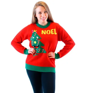 Noel Light Up Smiling Christmas Xmas Tree Ugly Christmas Sweater