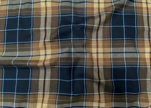 Poly Viscose Tartan - Navy/Brown