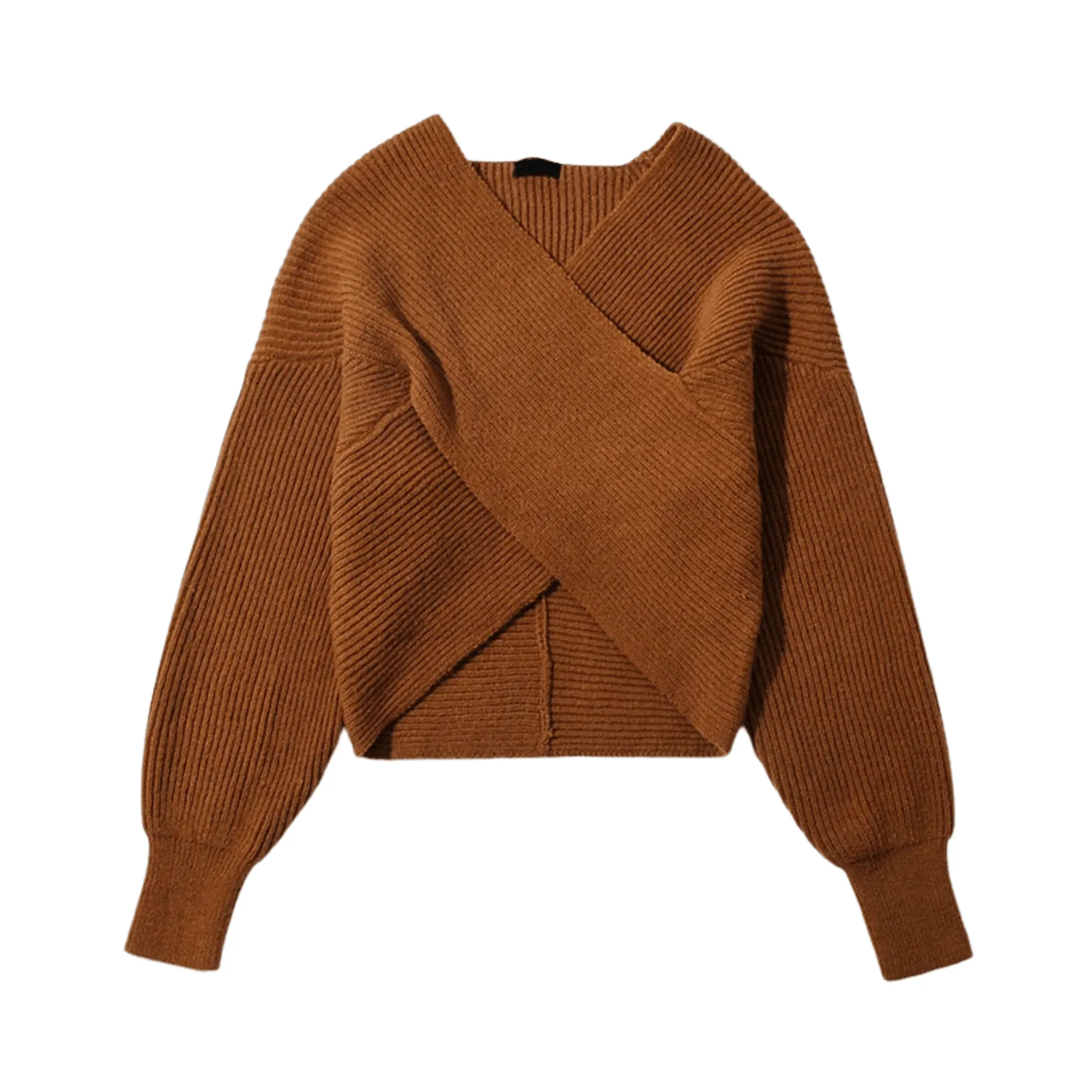 Pre Order:  Cross Wrap Knitted Cropped Sweater