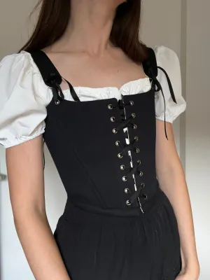 Reversible black/buttercream yellow corset with removable shoulder straps