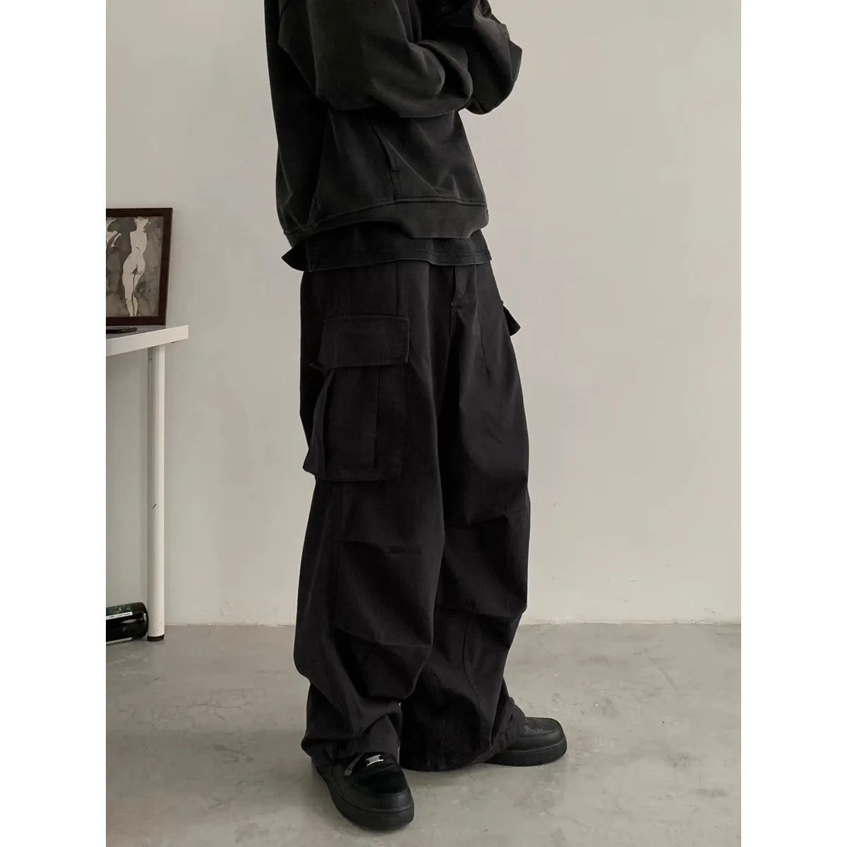 Riolio skater boy outfits American Retro Loose Overalls Men's Spring and Autumn 2024 New Japanese Casual Vibe Style Straight Long Pants