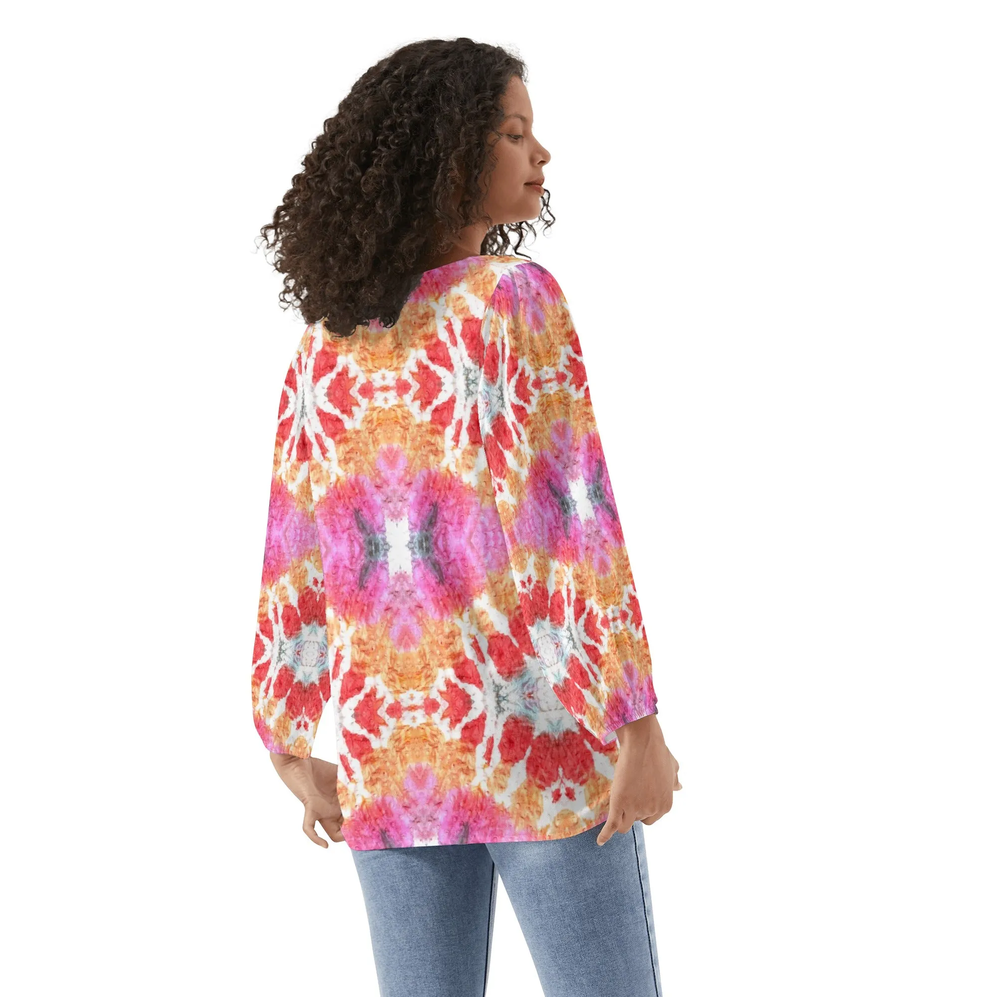 Sagittarius Woman Zodiac Sign Long Sleeve Chiffon Blouse Inspired by Astrology and Horoscope