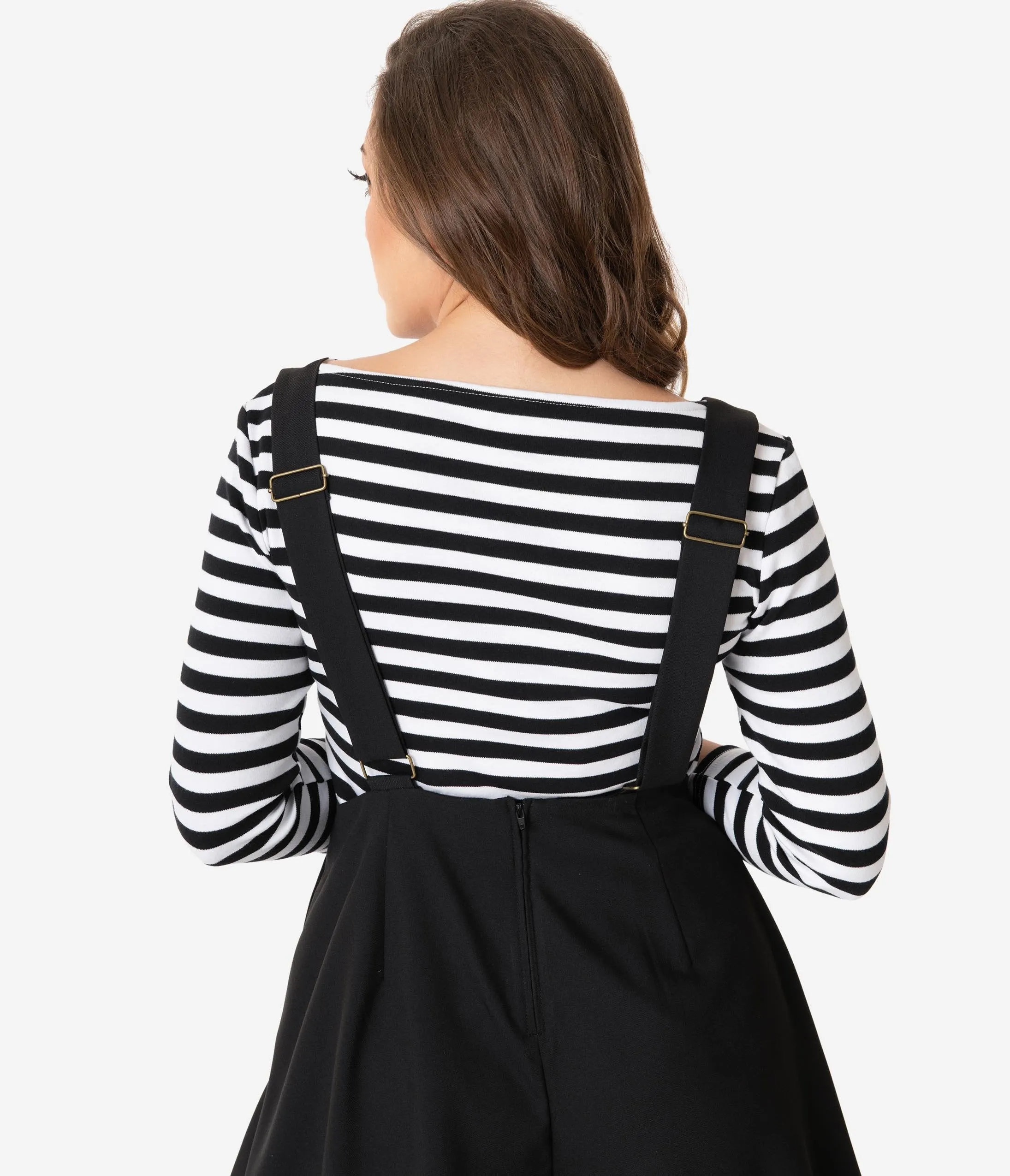 Unique Vintage Black & White Stripe Three-Quarter Sleeve Gracie Top