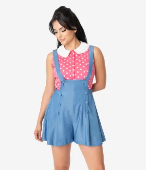 Unique Vintage Watermelon & White Polka Dot Sleeveless Tuscadero Top