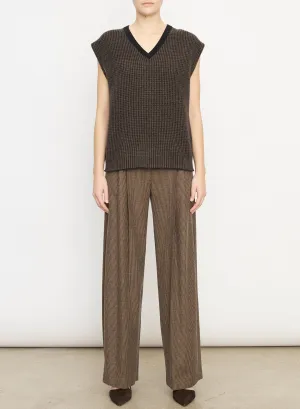 Vince Vine Cashmere V-Neck Houndstooth Stitch Vest