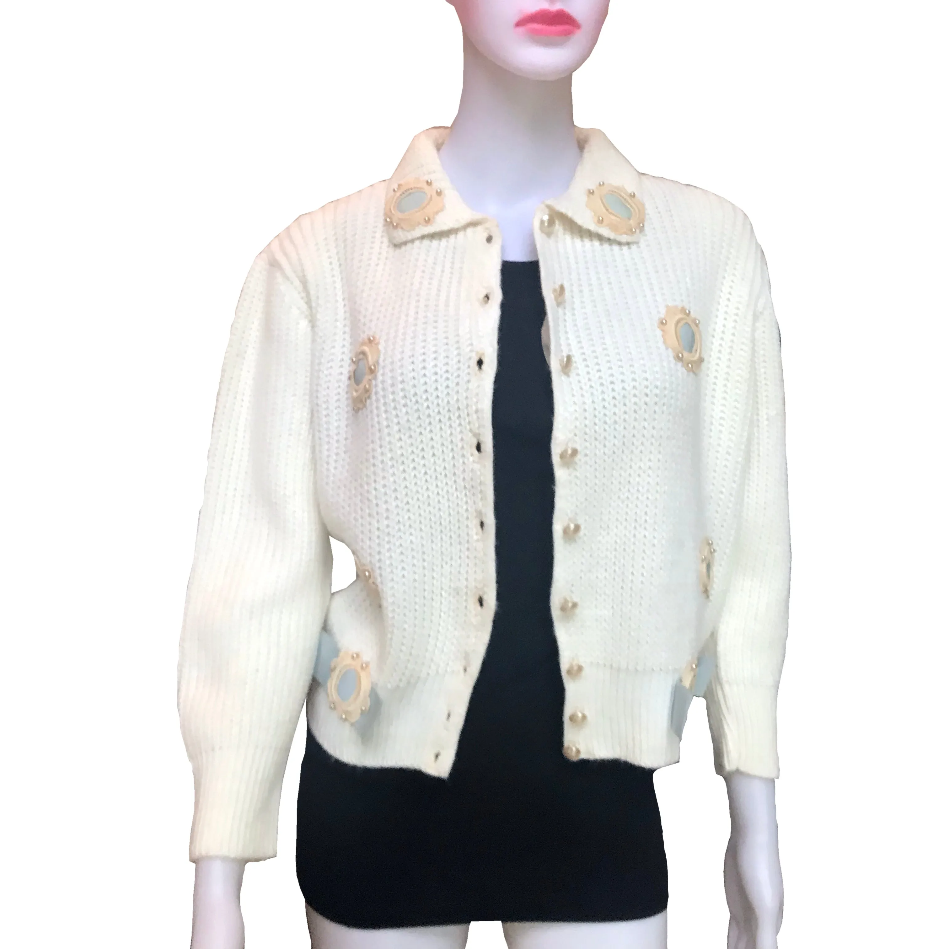 Vintage 1950s One-Of-A-Kind Embellished Cardigan