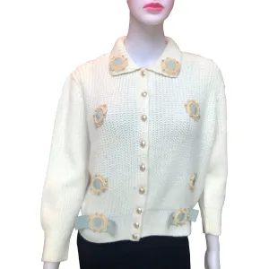 Vintage 1950s One-Of-A-Kind Embellished Cardigan