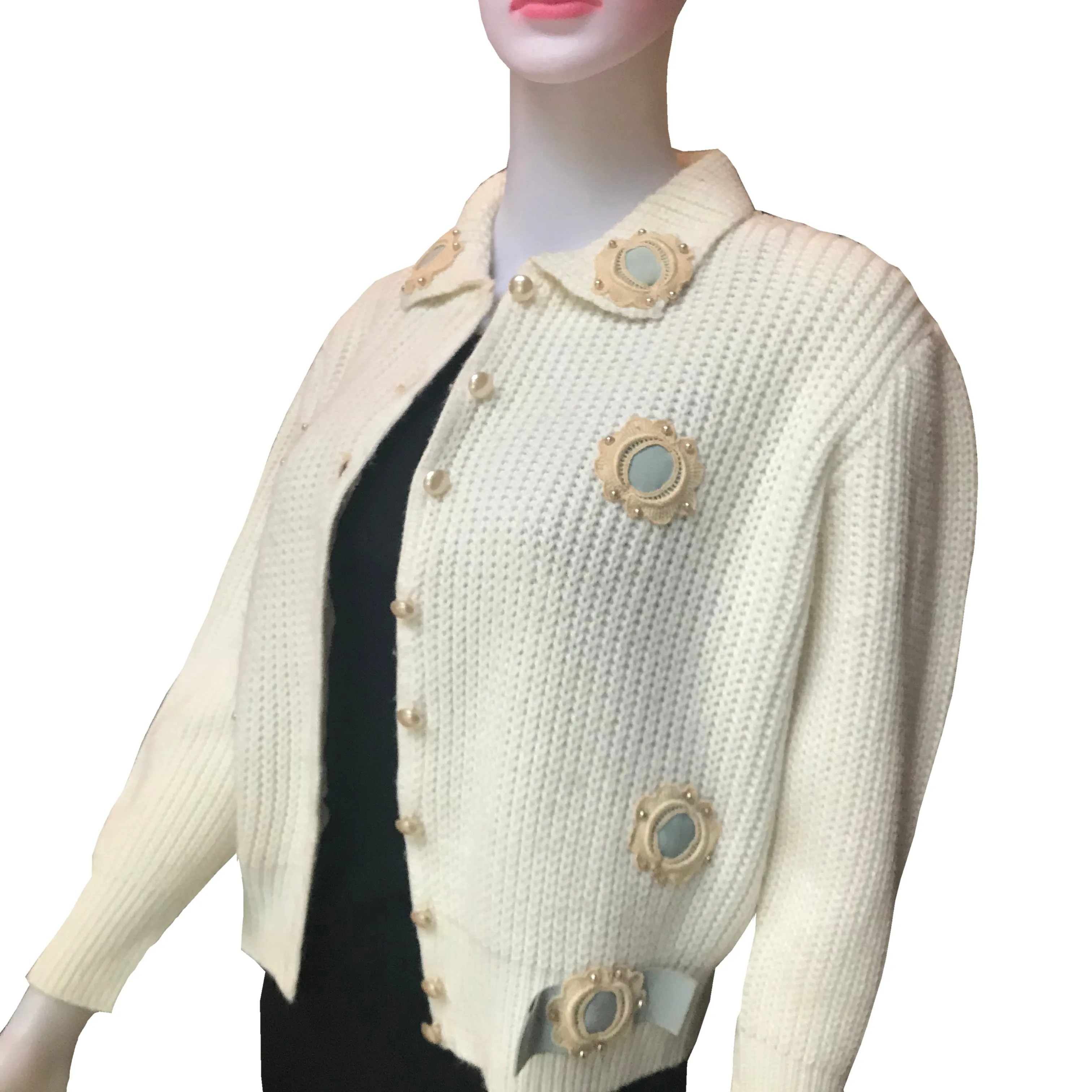 Vintage 1950s One-Of-A-Kind Embellished Cardigan