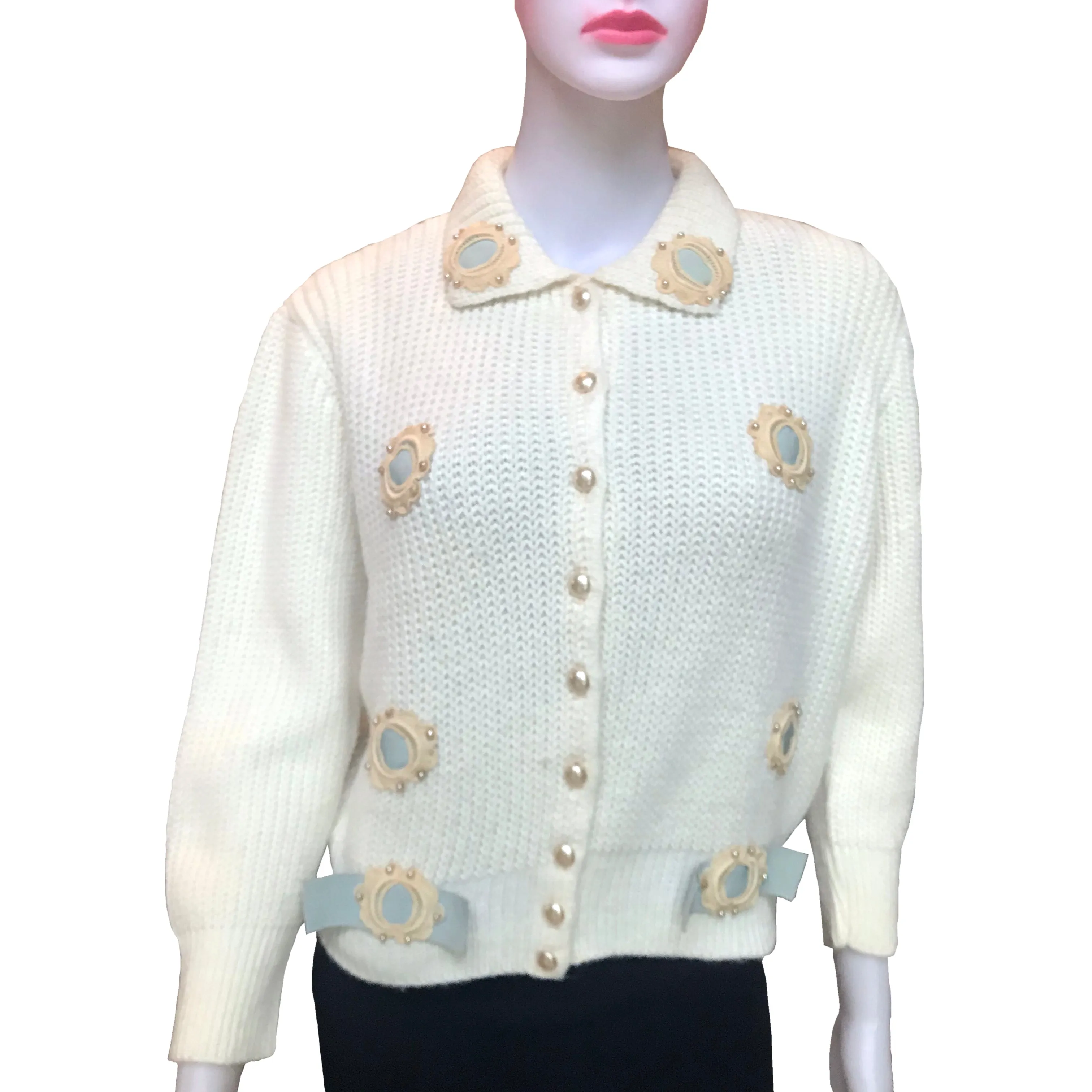 Vintage 1950s One-Of-A-Kind Embellished Cardigan