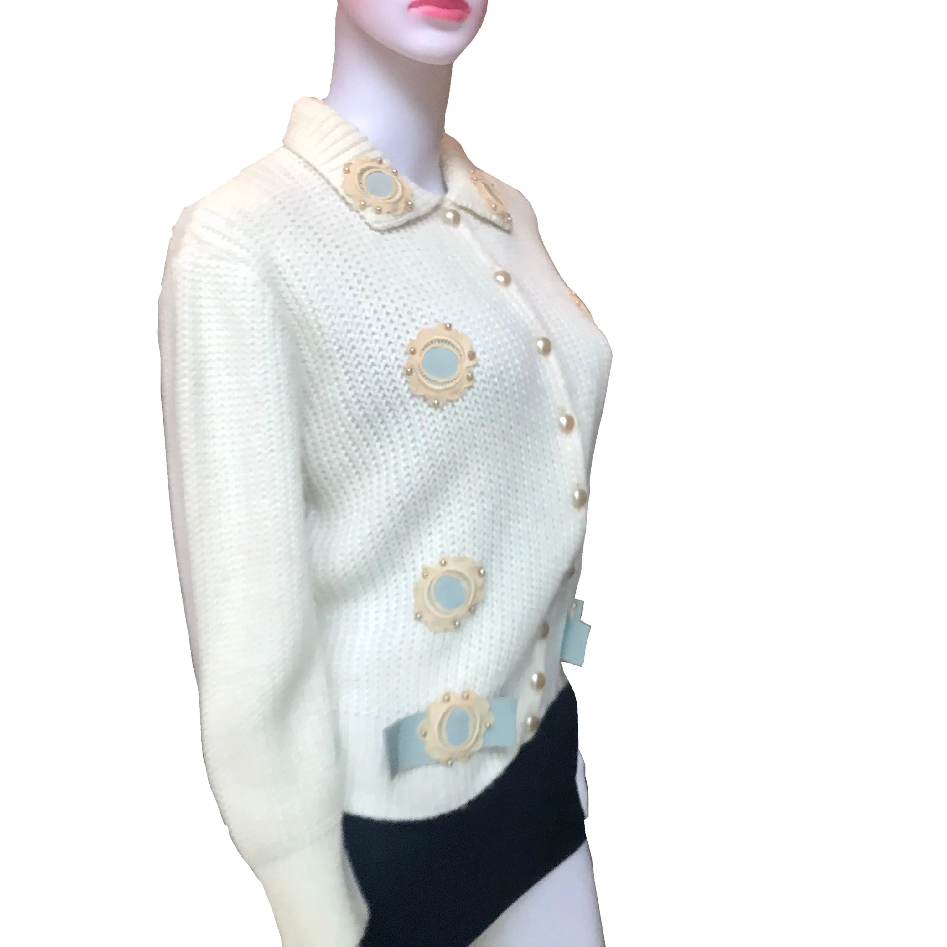 Vintage 1950s One-Of-A-Kind Embellished Cardigan