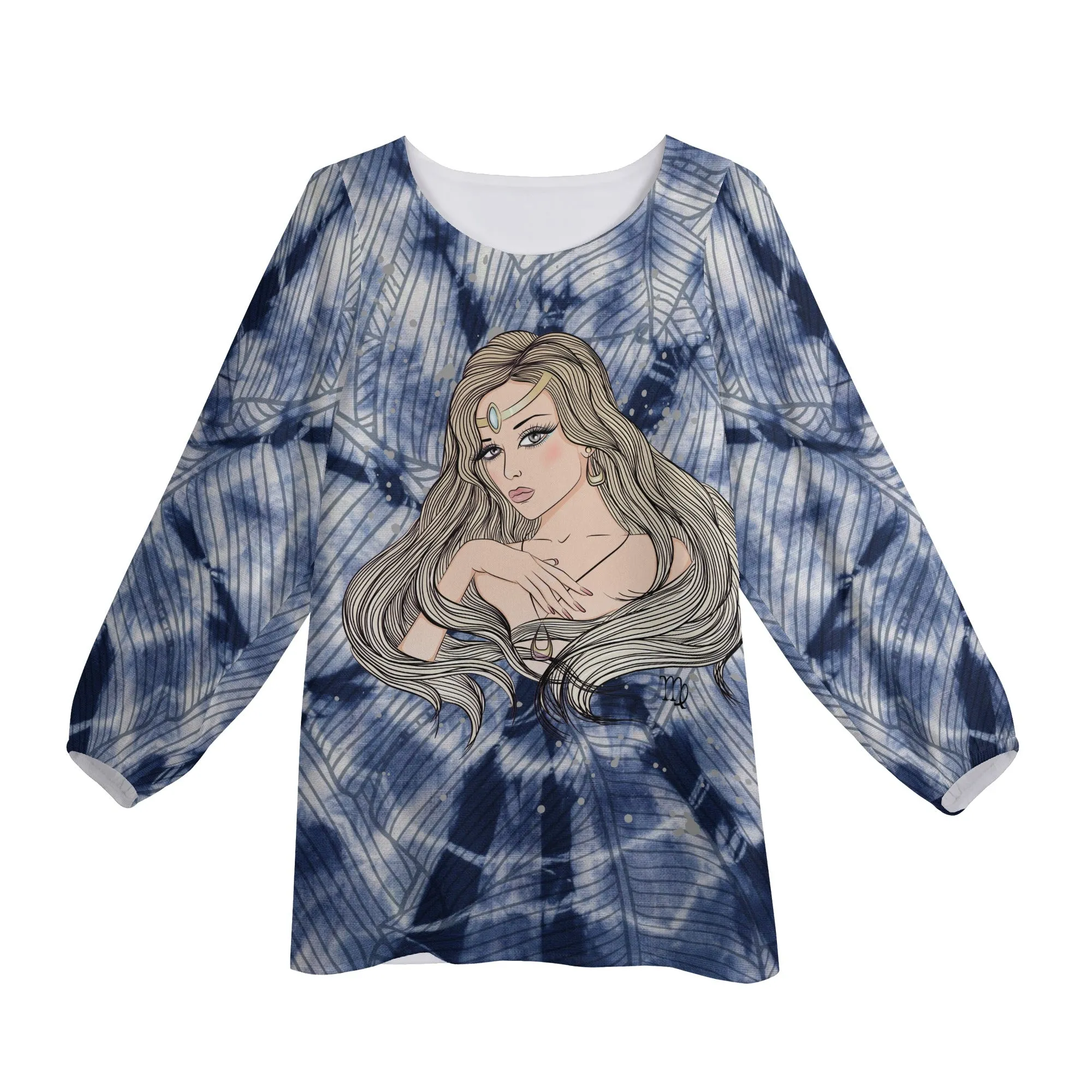 Virgo Woman Zodiac Sign Long Sleeve Chiffon Blouse Inspired by Astrology and Horoscope