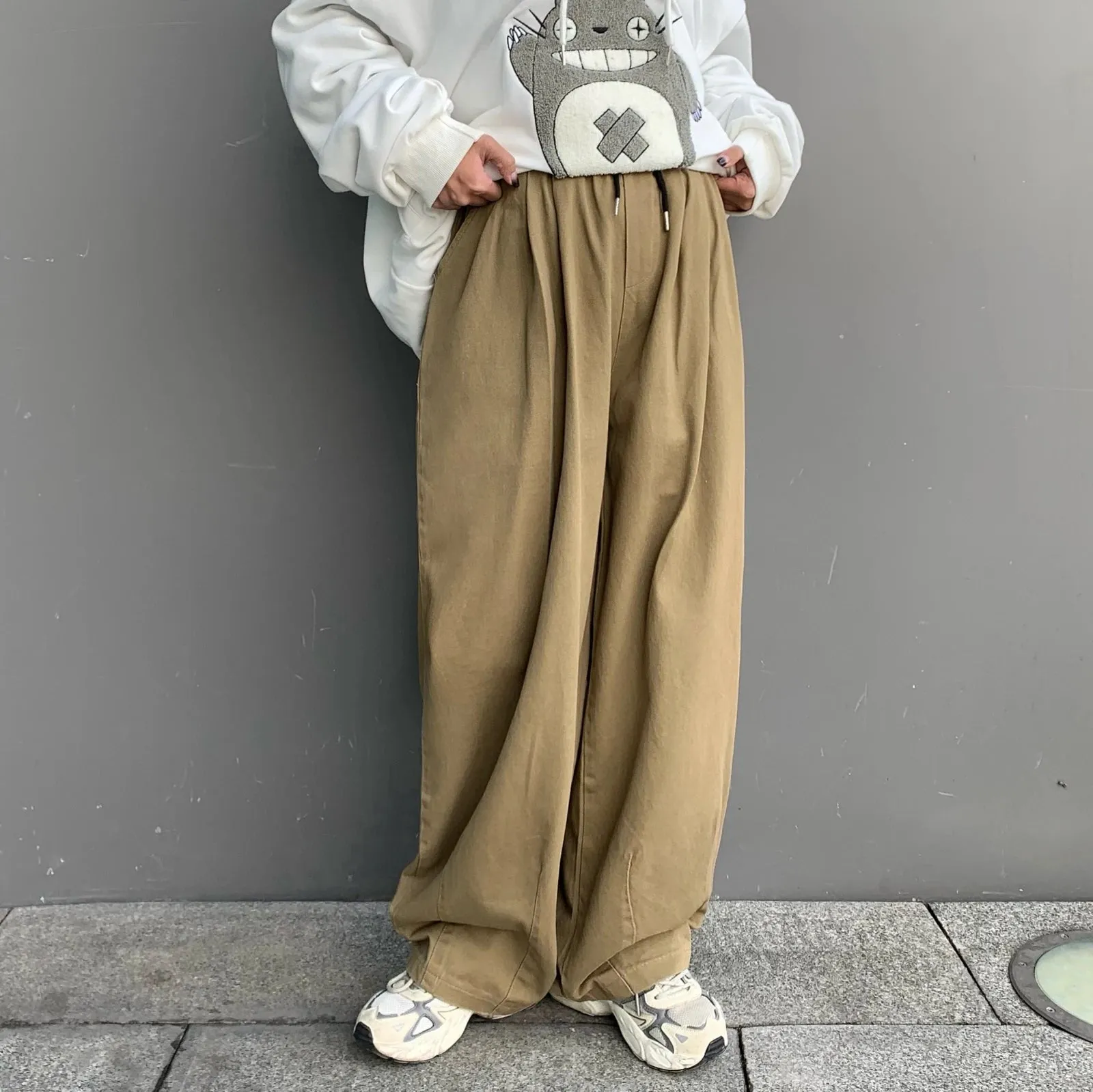 Wiaofellas  -  New High Street Casual Pants Retro Loose Pants Fashion Wide-leg Overalls Men's Casual Trousers Punk Pants