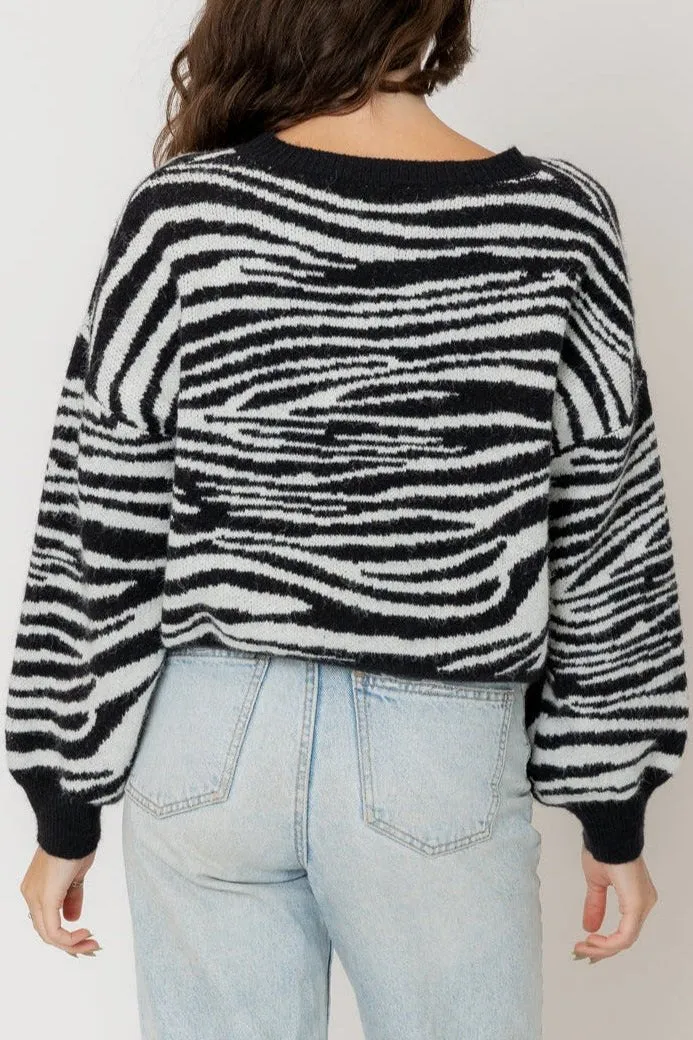 Zebra Print Cropped Sweater